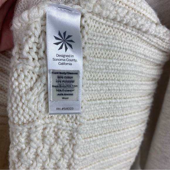 Athleta Mixed Media Sweater Cable Knit Back Sweatshirt Front - Picture 9 of 10